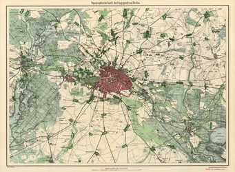 Kaart van Berlijn, uitgegeven door D. Reimer Verlag, Berlijn, 1871